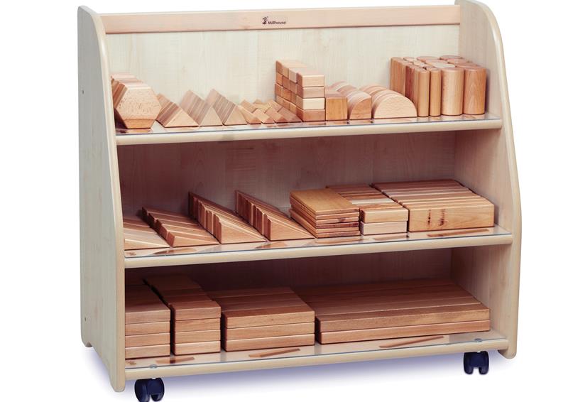 The wooden STEM Block Set with Storage Unit and Organiser, on a white background