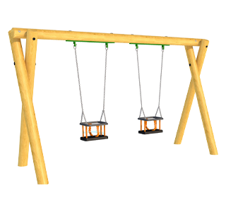 Timber Swing (2M) with Two Cradle Seats