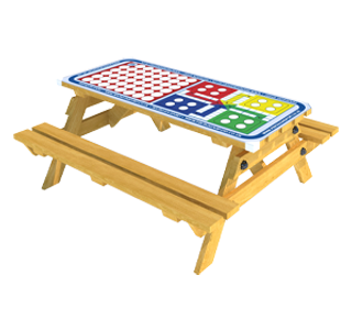 Sticker graphic representing Picnic Table with Connect 4 and Ludo Gametop
