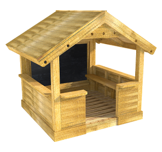 Small Playhouse with Walls, Chalkboard and Benches