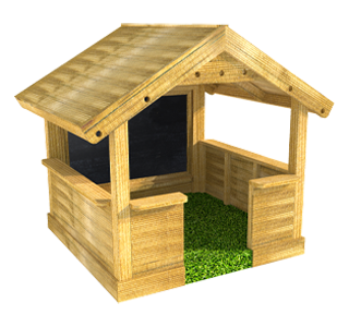 Small Playhouse with Walls, Chalkboard and Playturf Base