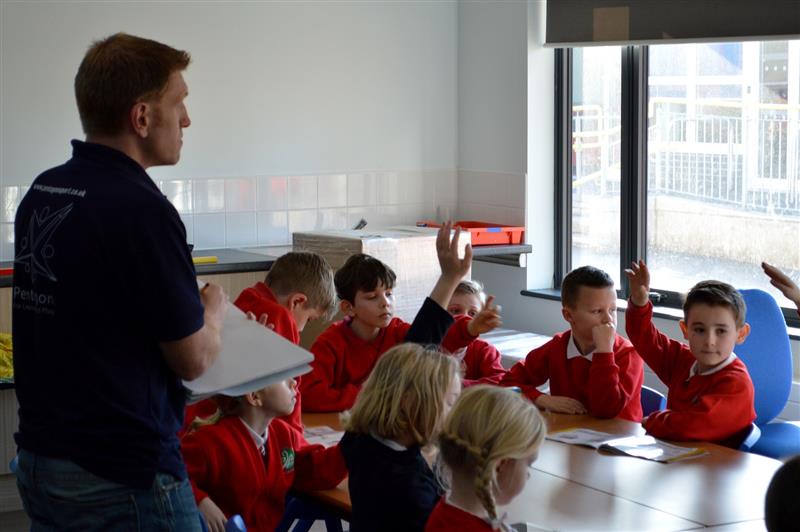 James of Pentagon Play attends a school council meeting