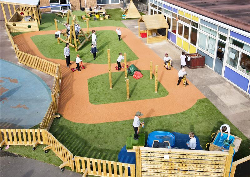 school playground with play surfacing and equipment